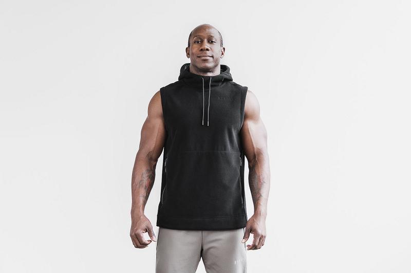 Black Nobull Arctic Sleeveless Pullover Men\'s Hoodie | CA Z1564U